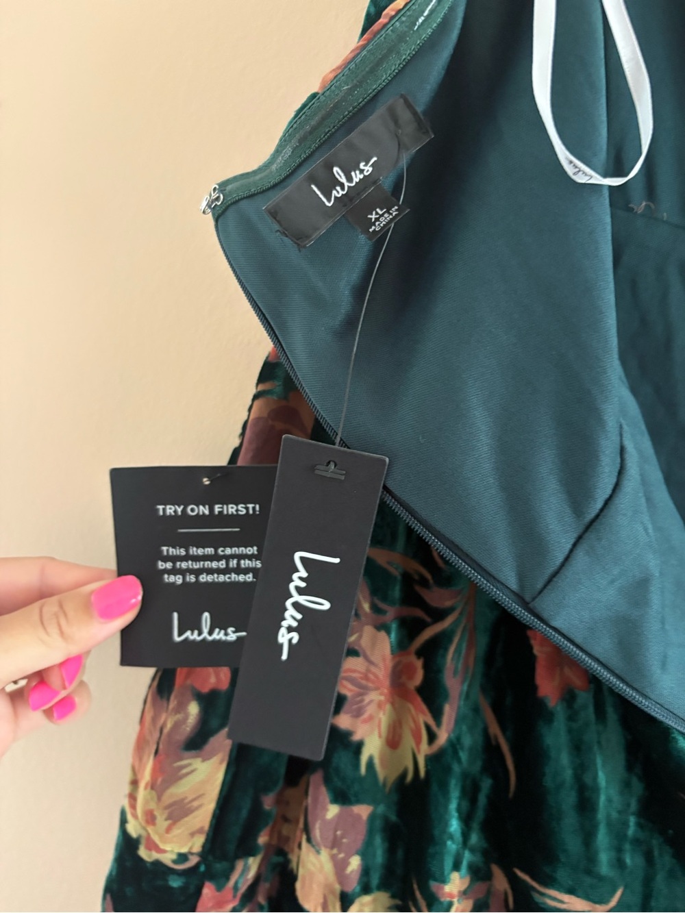 Lulus Real Allure Emerald Floral Burnout Velvet Strapless Maxi Dress Size XL NWT - Picture 4 of 8